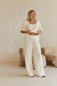 Cream Crochet Knit High Waist Umiko Pants
