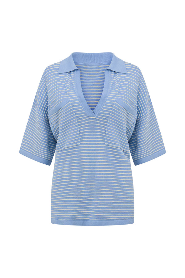 Blue Stripe V Neck Helena Top