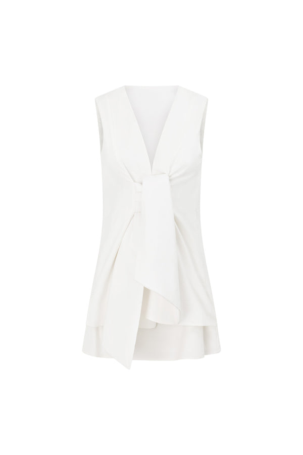 Bridal White Front Twist Mini Julia Dress