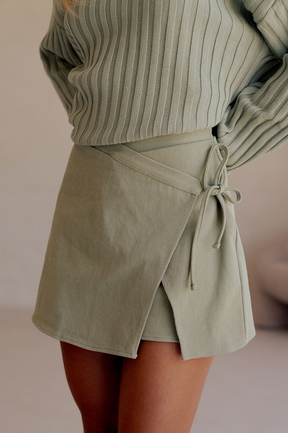 SAMPLE-Rocio Wrap Skort - Green
