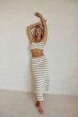 White and Brown Stripe Maxi Aston Skirt