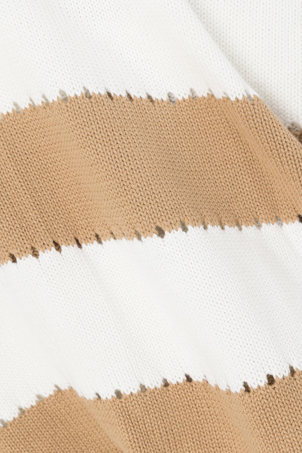 Tan and White Striped Knit Long Sleeve Akora Top