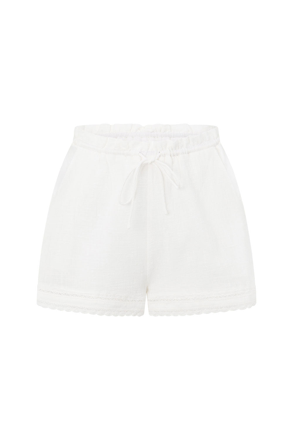 White Lace High Waist Drawstring Aviva Shorts
