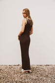 Chocolate Brown Pleated Knit Maxi Bally Dress