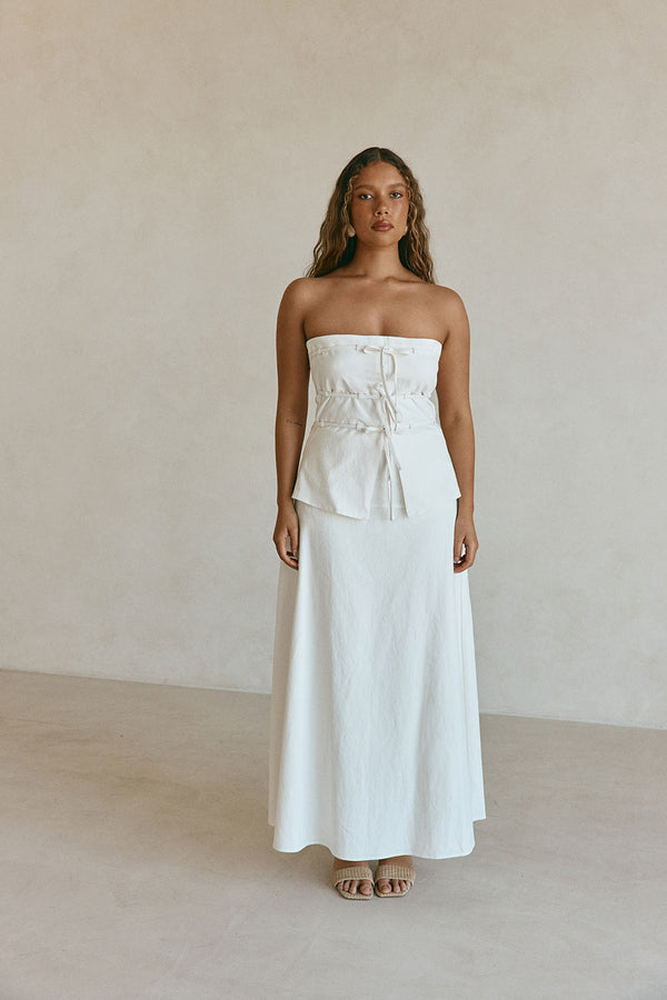 White Strapless Tie Esperanza Top