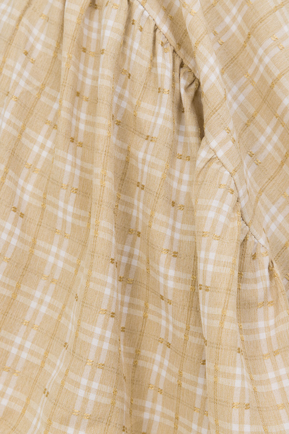 Khaki Gingham Flouncy Puff Sleeve Rylia Top