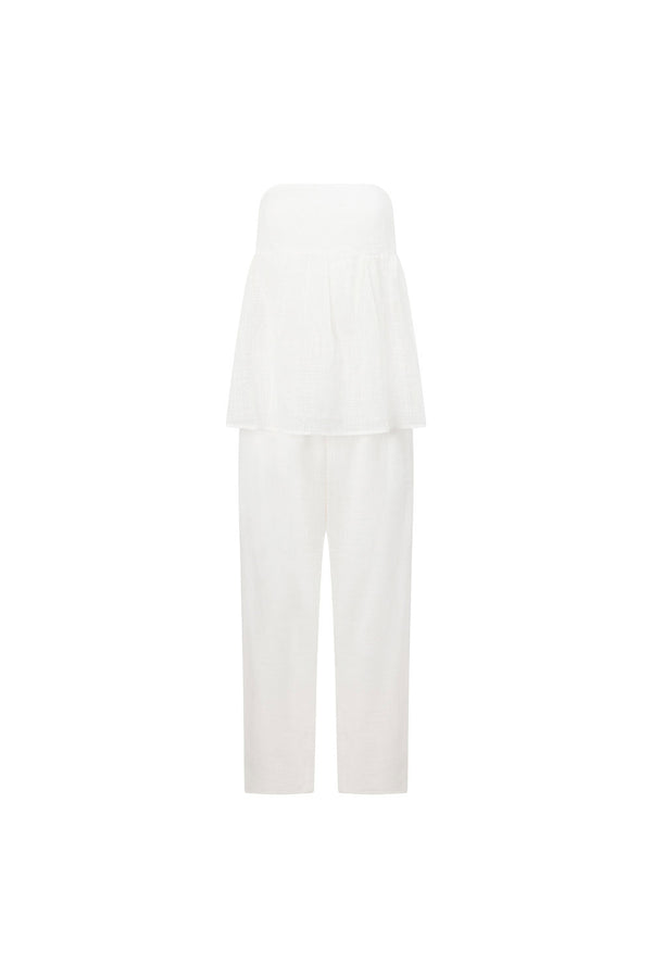 Jaymie Strapless Overlay Backless Jumpsuit - White