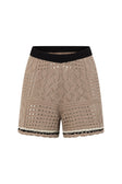 Brown Crochet Knit High Waist Elexa Shorts