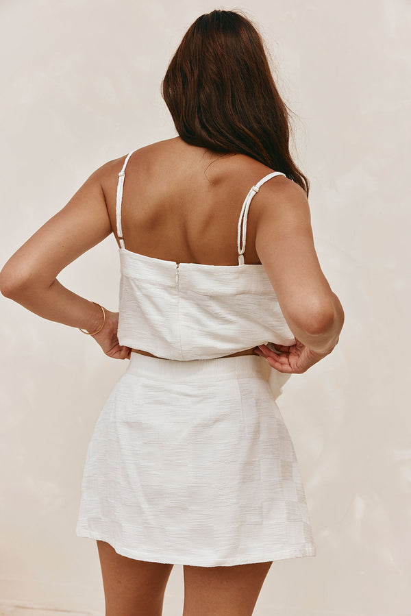 White Cotton Mini Pocket Aaliyah Skirt