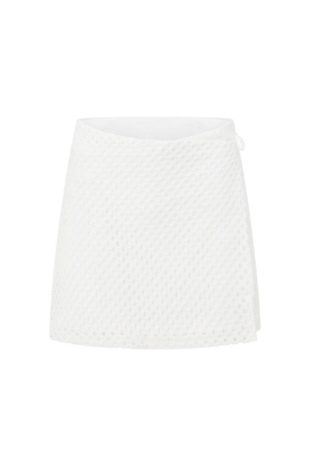 White Crochet Wrap Mini Lima Skirt