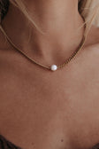 18K Gold Plated Thin Chain Pearl Sorrento Necklace