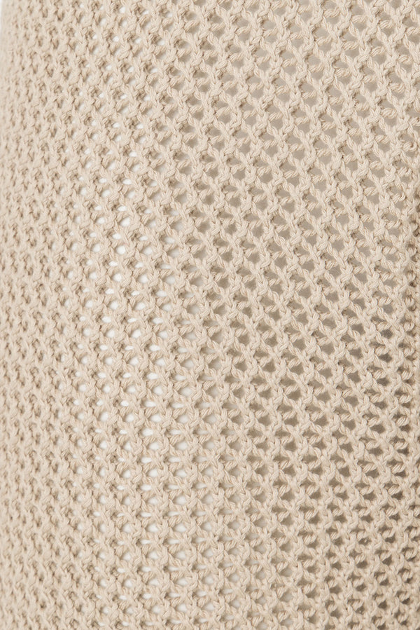 Beige Knit Elastic High Waist Ailish Pants