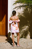 Zoi Babydoll Dress - Palm Tile Fuego Pink Red Orange Yellow