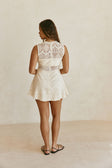 Beige Vintage Lace Mini Gem Dress