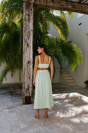 SAMPLE-Dien Wrap Skirt - Green