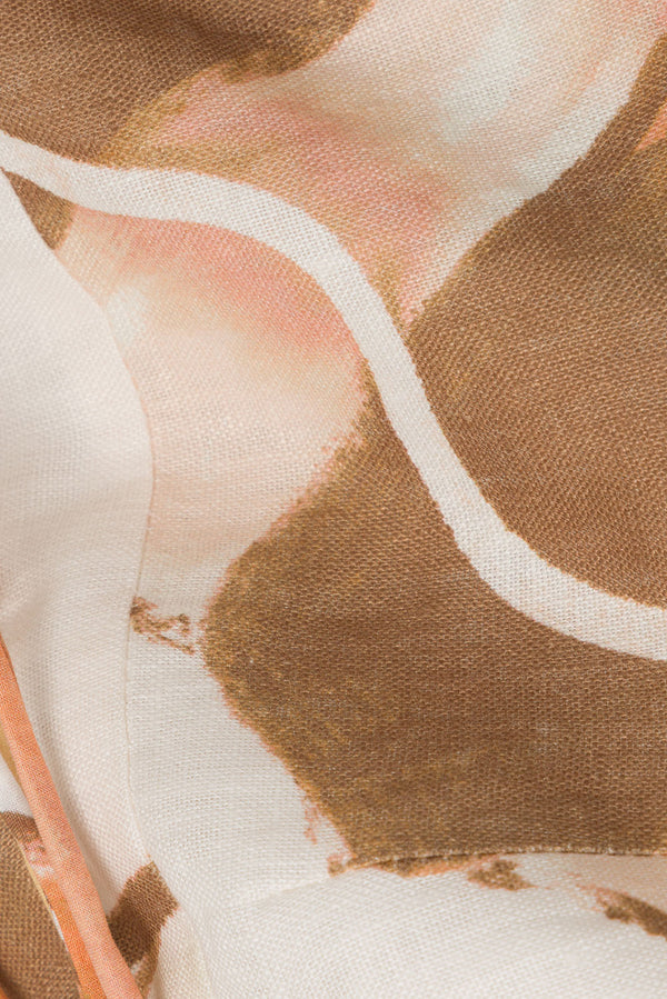 Brown La Spiaggia Print Lace Strap Crop Seraphina Top