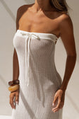 White Knit Strapless Maxi Kamari Dress