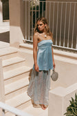 Baby Blue Silky Lace Maxi Dove Dress