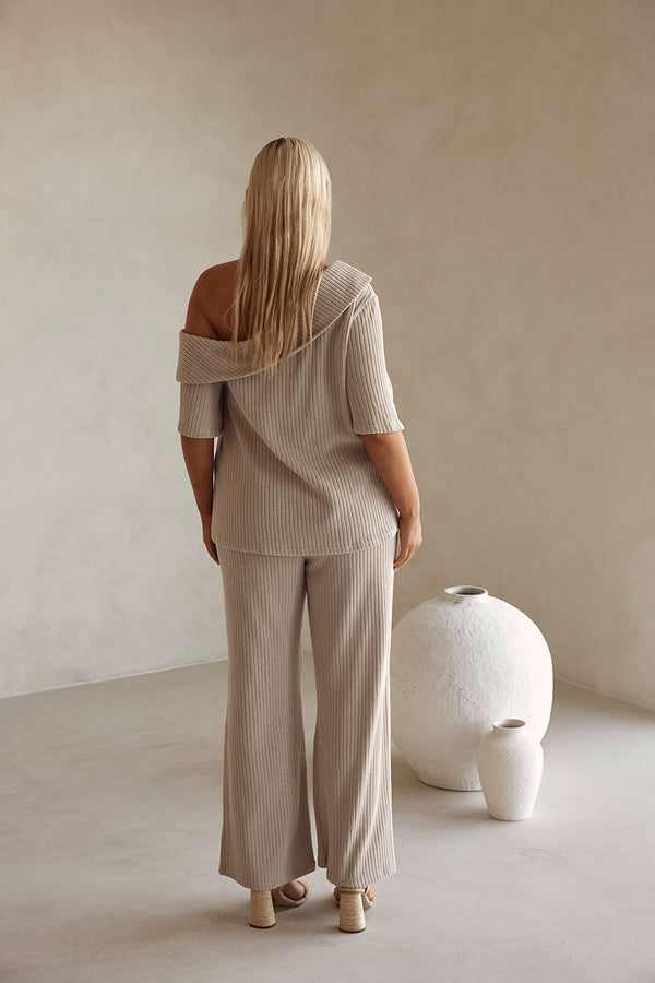 Stone Grey One Shoulder Tarika Top