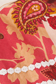Red Floral Barocca Print Off Shoulder Mini Issa Dress