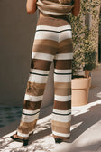 Tan Brown and Cream Stripe Knit Lana Pants