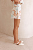 White Halcyon Print High Waist Mini Ria Skirt