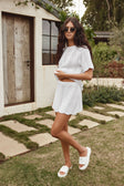 White Wave Knit Drawstring Mini Leah Skirt