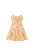 Yellow Strappy Elastic Panel Mini Tacita Dress
