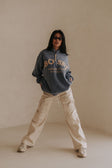 Montpellier Oversized Vintage Sweater - Fleece Blue, Tan