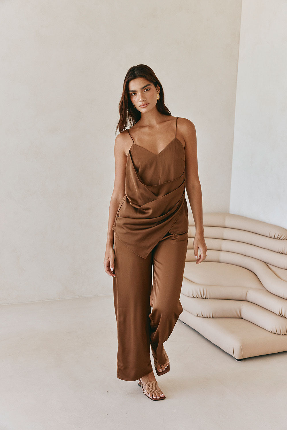 Chocolate Brown High Waist Pocket Trouser Zarah Pants