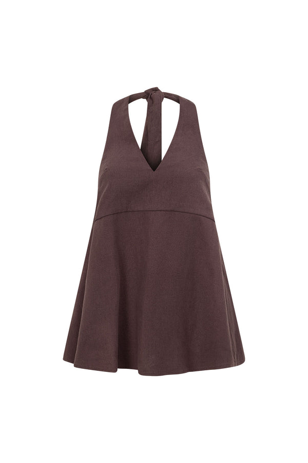 Chocolate Brown Halter Elara Top