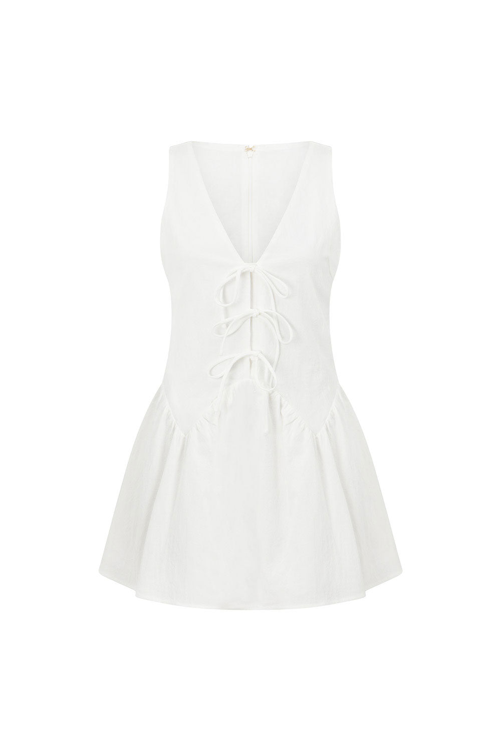 Alista V Neckline Tie Mini Dress - White