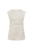 Beige Button Gathered Azul Top