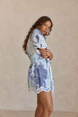Blue Bouquet Blu Print Button Up Mini Daria Dress