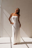 White Knit Strapless Maxi Kamari Dress
