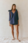 Dark Blue Denim Elastic Drawstring Elixir Shorts