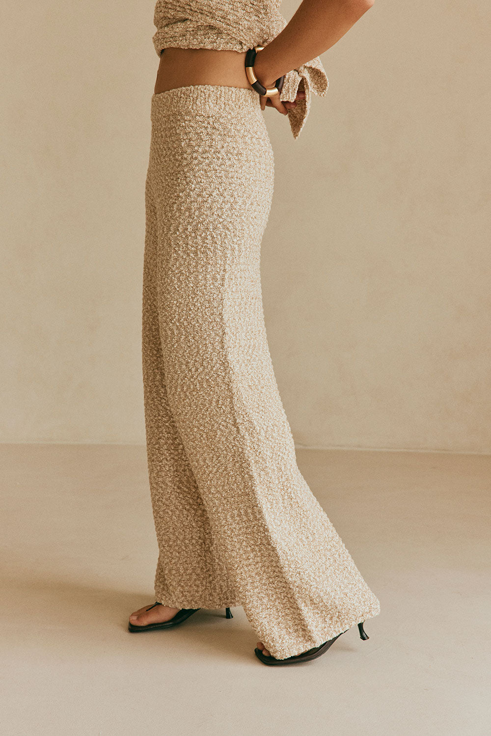 Tan Knit High Waist Soha Pants