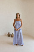 Blue Strappy Gathered Empire Maxi Cataleya Dress