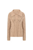 Tan Knit Long Sleeve Button Up Collar Addison Sweater