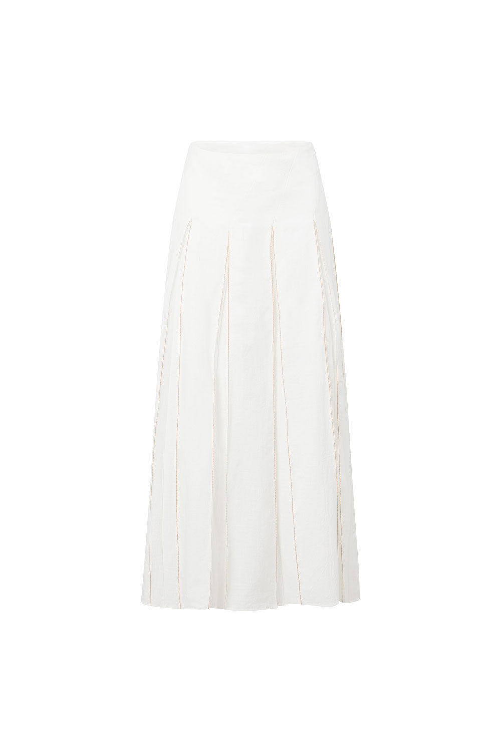 White Pleated Flounce Maxi Viviana Skirt