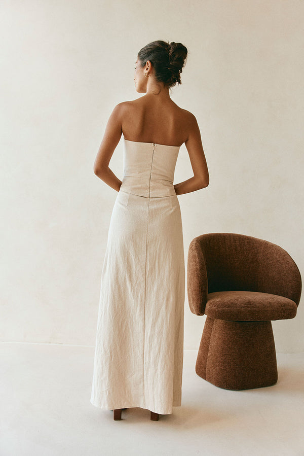 Beige Strapless Maxi Miley Dress