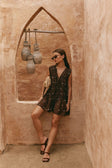 Chocolate Speck Polka Dot Gathered Mini Joslin Dress