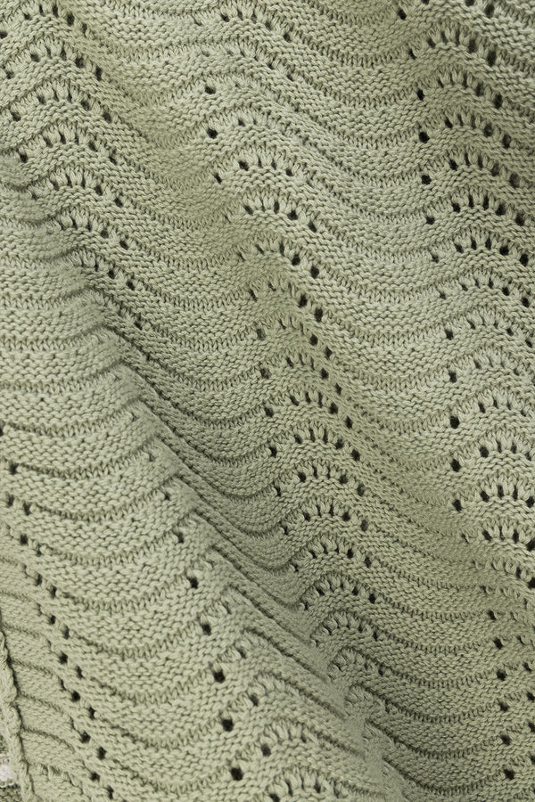 Khaki Green Wavy Knit Maxi Cielo Dress