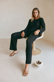 Black Crochet Knit High Waist Cierra Pants