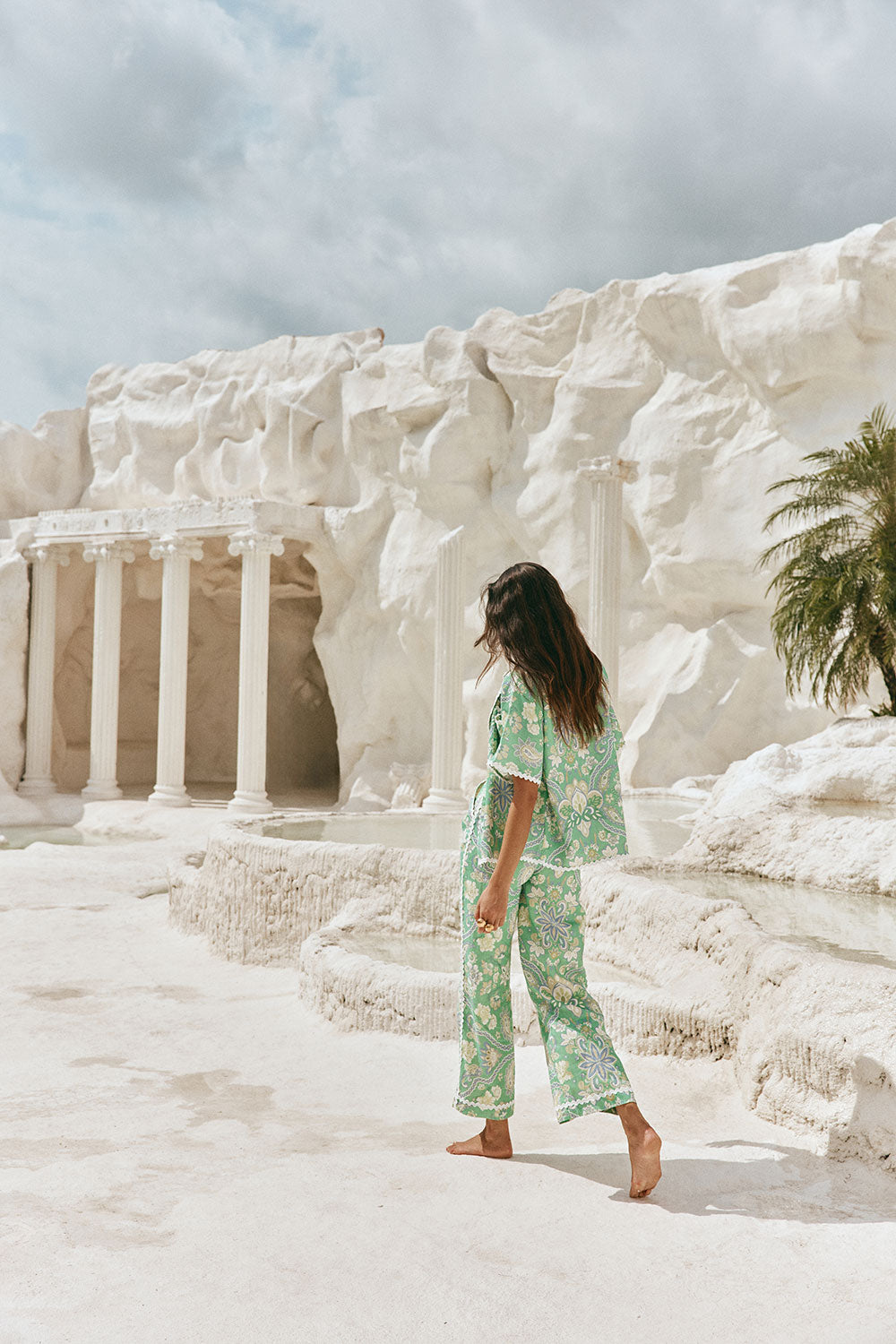 Green Floral Heritage print Kelia Trouser Pants