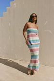 Pastel Stripe Crochet Knit Strapless Damaris Top