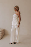 White Structured Strapless Button Salma Top