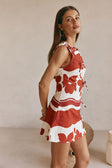 Red Sienna Sunset Bow Mini Natsuki Dress