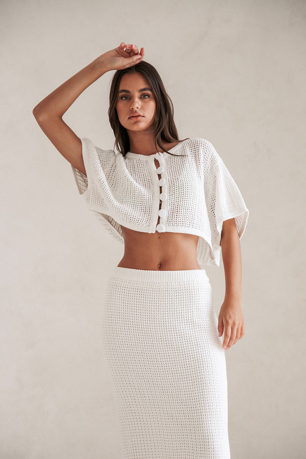 Bridal White Knit Maxi Mekkah Skirt