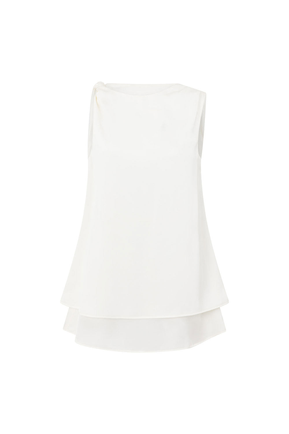 White Silky Layered Mini Laven Dress